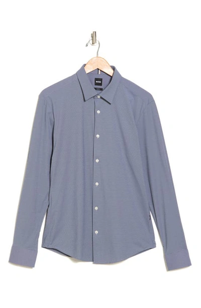 Hugo Boss Roan Slim Fit Stretch Button-up Shirt In Dark Blue