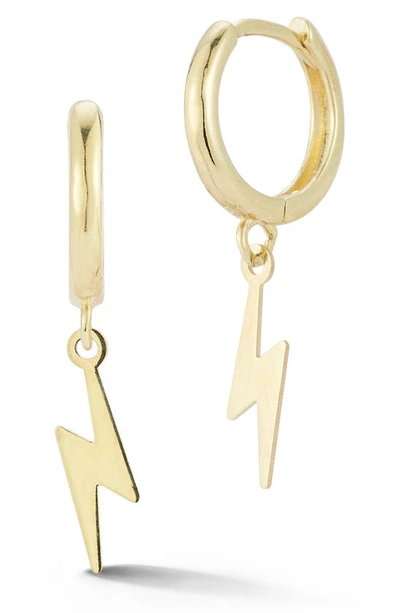 Ember Fine Jewelry 14k Gold Lightning Bolt Drop Huggie Hoop Earrings