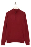 14th & Union 14th And Union Cotton Cashmere Quarter Zip Trim Fit Sweater In Red Cinder