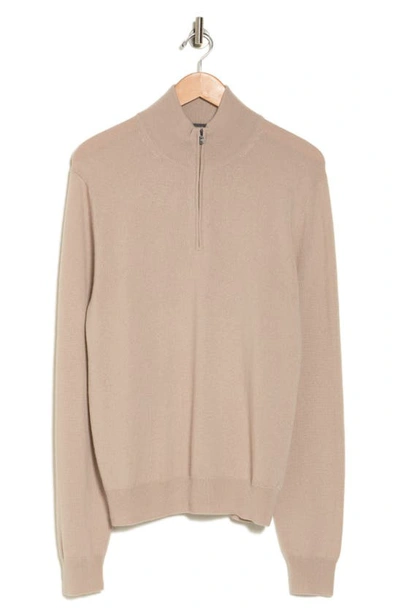 Amicale Cashmere Quarter-zip Pullover In Natural
