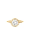 Covet Round Halo Cz Engagement Ring In Gold