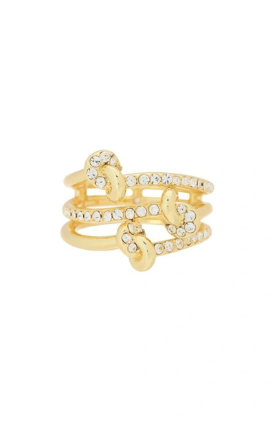 Covet Tied Cz Pavé Faux Stack Ring In Gold