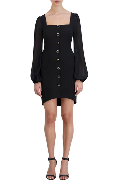 Laundry By Shelli Segal Front Button Laguna Minidress In Black