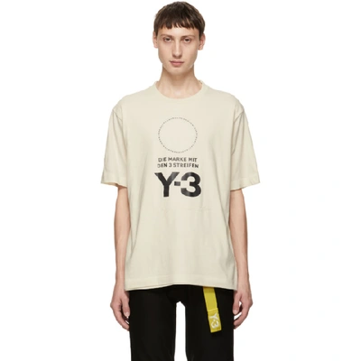 Y-3 Stacked Logo Cotton Jersey T-shirt In Beige