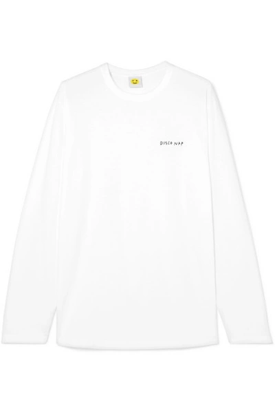 Yeah Right Nyc Disco Nap Embroidered Cotton-jersey Top In White