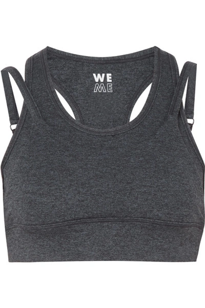 We/me The Base Layered Cutout Stretch-jersey Sports Bra In Charcoal