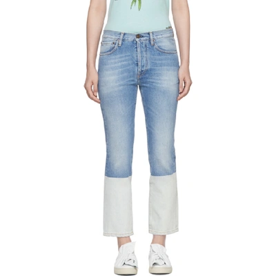 Ports 1961 Blue Contrast Bottom Jeans In 081 Bluewht
