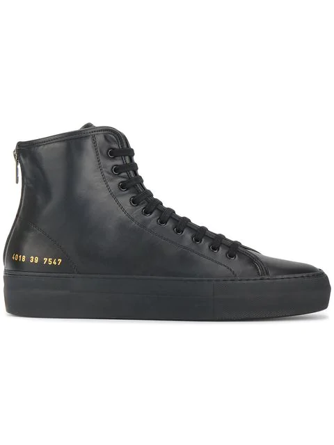 Common Projects Tournament High-Top Leather Flatform Trainers In Black ...