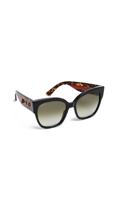 Gucci Sensual Romanticism My Little Tiger Oversized Square Sunglasses In Black Herbarium With Grey Lens