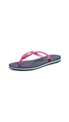 Havaianas Slim Brazil Flip Flops In Navy Blue