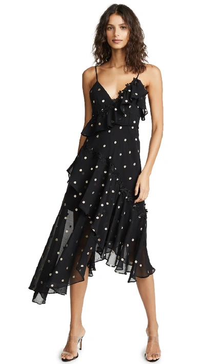 La Maison Talulah Solace Midi Dress In Black/gold Spot