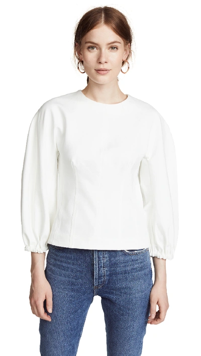 Tibi Balloon Sleeve Corset Top In Ivory