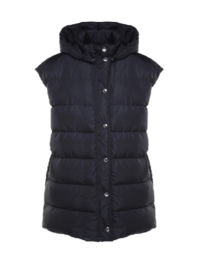 Msgm Sleeveless Hooded Down Gilet In Nero