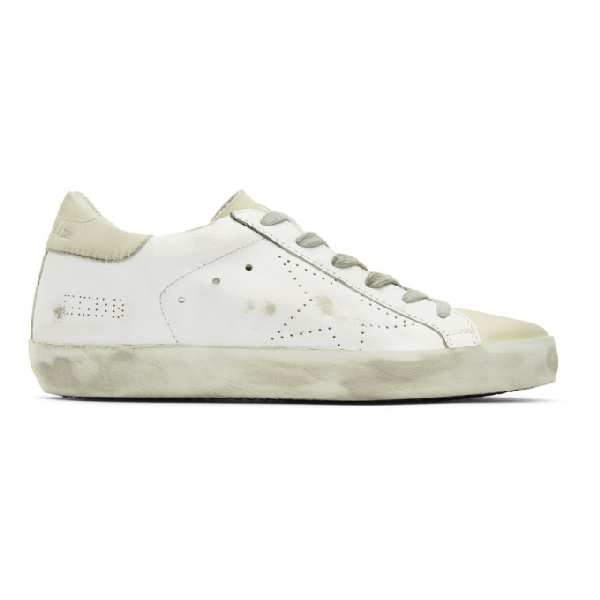 Golden Goose White And Grey Perforated Skate Superstar Sneakers In ...