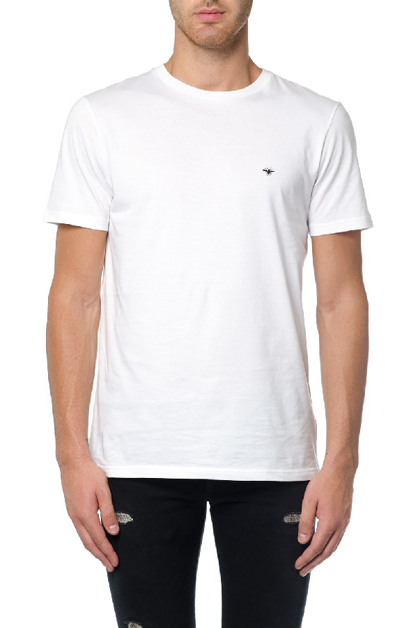 Dior T-shirt In White Cotton With Black Bee Embroidery | ModeSens