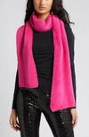 Open Edit Feather Yarn Scarf In Pink Rouge