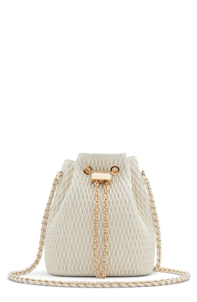 Aldo Natalya Quilted Faux Leather Bucket Bag In Bone