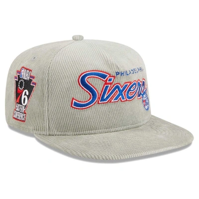 New Era Gray Philadelphia 76ers The Golfer Corduroy 9fifty Snapback Hat In Gray/blue
