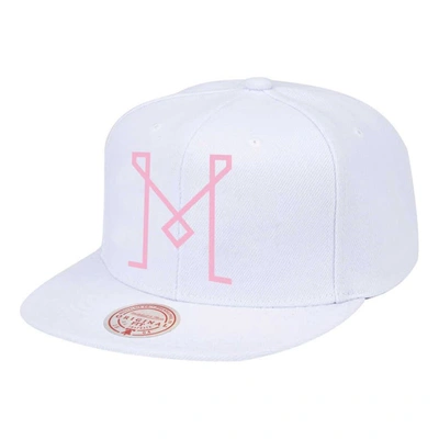 Mitchell & Ness Men's  White Inter Miami Cf Logo Snapback Hat