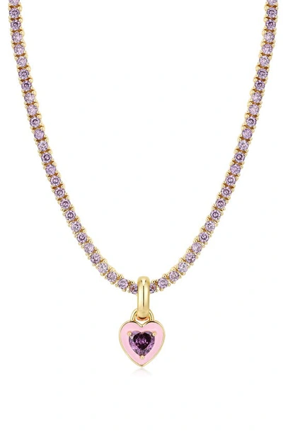 Luv Aj Mini Ballier Cubic Zirconia Heart Pendant Necklace In Gold