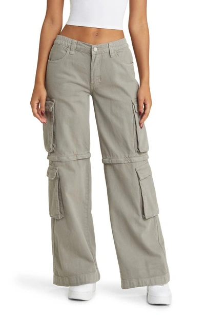 Pacsun Low Rise Zip Off Cotton Twill Convertible Cargo Pants In Dusty Sage