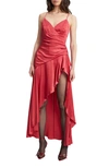 Bardot Sorella Ruffle Midi Dress In Red