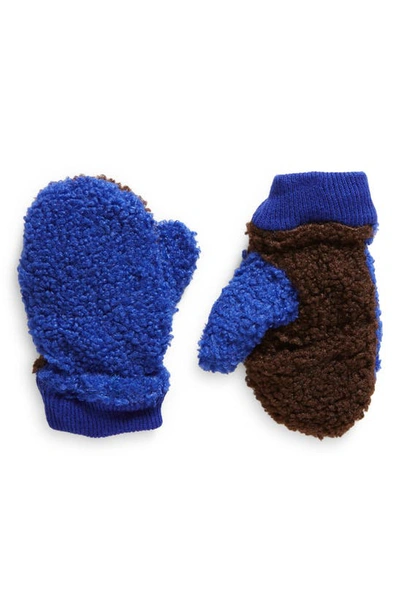 Bobo Choses Kids' Colorblock Faux Shearling Gloves In Cobalt