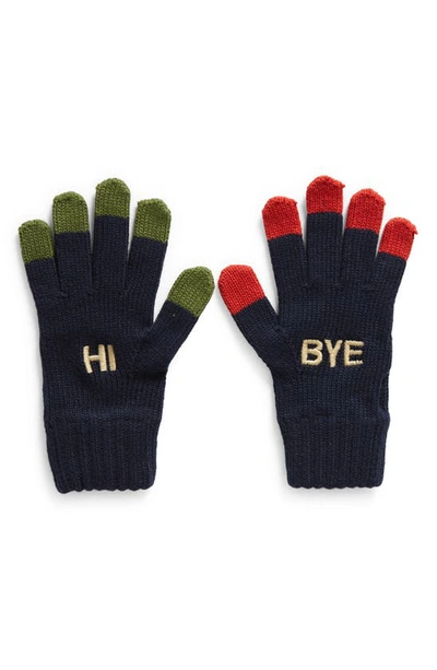 Bobo Choses Kids' Colorblocked Stretch Cotton Blend Gloves In Navy