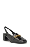 Nine West Mella 9x9 Slingback Loafer Pump In Black - Faux Patent Leather