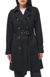 Barbour Greta Belted Water Resistant Twill Trench Coat In Black/ Ancient Poplar