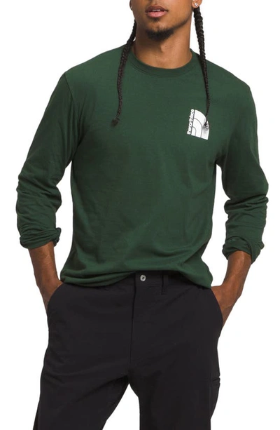 The North Face Long Sleeve Jumbo Half Dome Logo Graphic T-shirt In Pine Needle