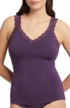 Fleur't Iconic Lace Trim Camisole With Shelf Bra In Pinot