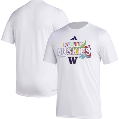 Adidas Originals Adidas X Rich Mnisi Pride Collection White Washington Huskies Pregame Aeroready T-shirt