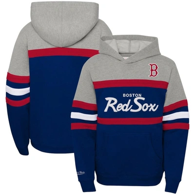 Mitchell & Ness Kids' Youth  Heather Gray/navy Boston Red Sox Cooperstown Collection Head Coach Pullover Ho