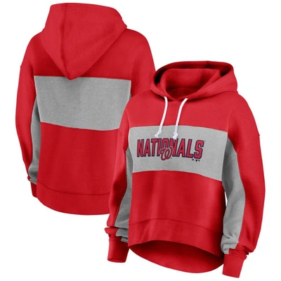 Fanatics Branded Red Washington Nationals Filled Stat Sheet Pullover Hoodie