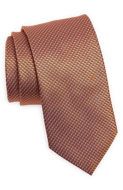 Eton Geo Silk Tie In Medium Orange