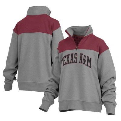 Pressbox Women's  Gray Texas A&m Aggies Avon Fleece Quarter-zip Jacket