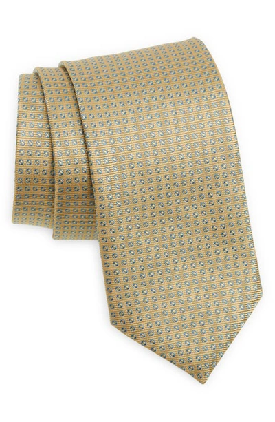 Eton Microdot Silk Tie In Yellow/ Medium Orange