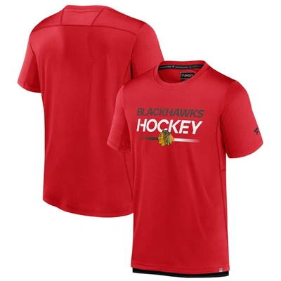 Fanatics Branded  Red Chicago Blackhawks Authentic Pro Tech T-shirt