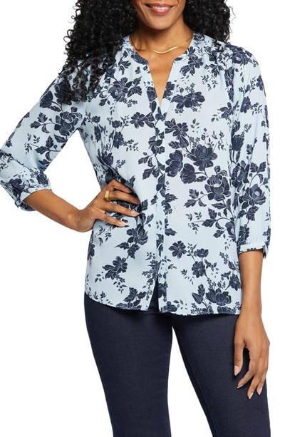 Nydj High-low Crepe Blouse In Rosemary Petals