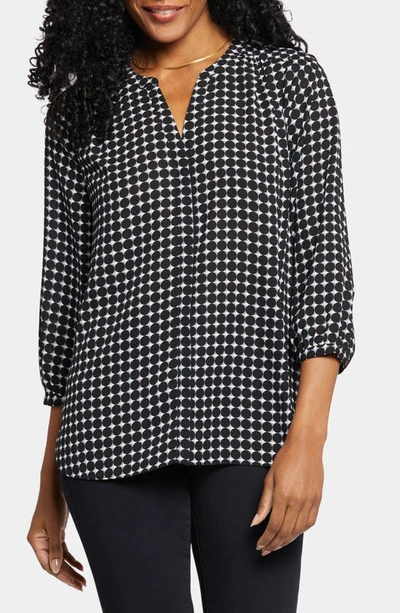 Nydj High-low Crepe Blouse In Black