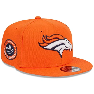 New Era Unisex   Orange Denver Broncos The Nfl Asl Collection By Love Sign Side Patch 9fifty Snapback