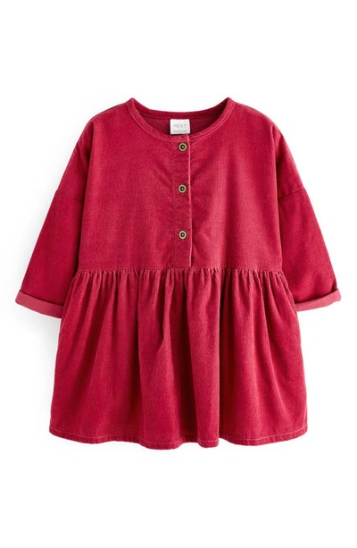 Next Kids' Long Sleeve Corduroy Dress In Red