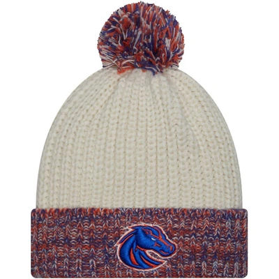 New Era Cream Boise State Broncos Fresh Cuffed Knit Hat With Pom
