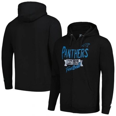 Starter Black Carolina Panthers Domestic Post Season Full-zip Hoodie