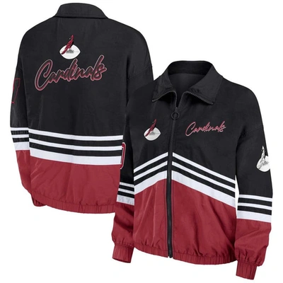 Wear By Erin Andrews Black Arizona Cardinals Vintage Throwback Windbreaker Full-zip Jacket