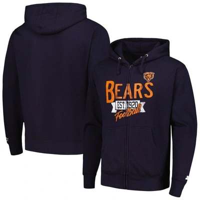 Starter Navy Chicago Bears Domestic Post Season Full-zip Hoodie