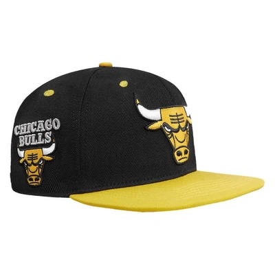 Pro Standard Men's  Black, Yellow Chicago Bulls Sneaker Hook Snapback Hat In Black,yellow