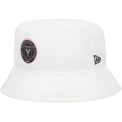 New Era White Inter Miami Cf Logo Bucket Hat