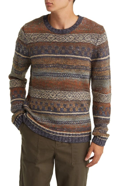 Treasure & Bond Fair Isle Crewneck Sweater In Oatmeal Multi Spacedye